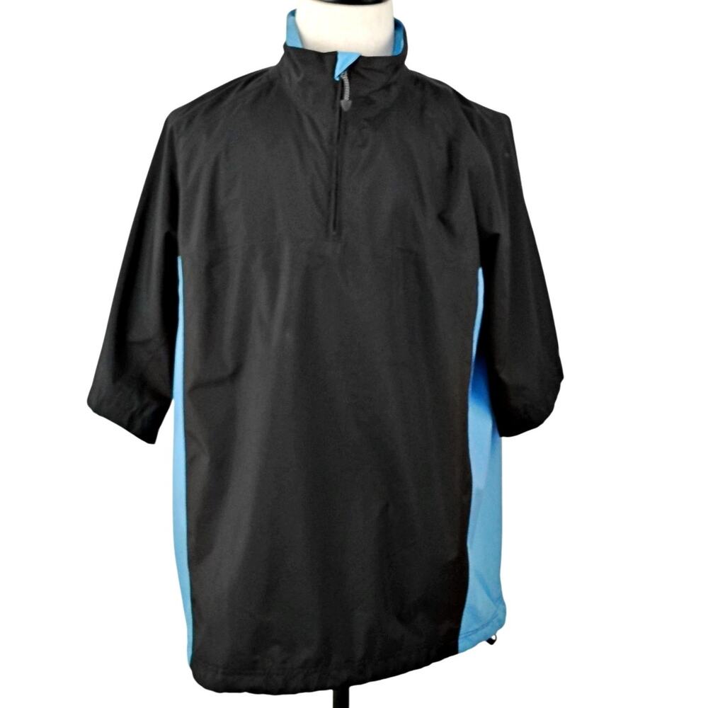 Nike Golf LG Storm-Fit Pullover Black Blue Short Sleeve 1/4 Zip Jacket Windshirt